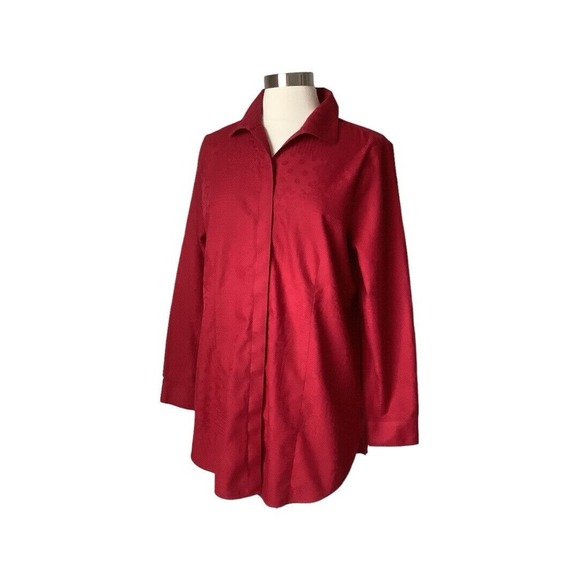 Chico's Tops - Chico's Womens Tunic Shirt Size 1 No-Iron Sateen Winged Collar US Size 8/10